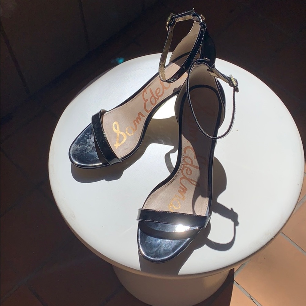 Black  Patent Patti Ankle Strap Sandal US 7.5